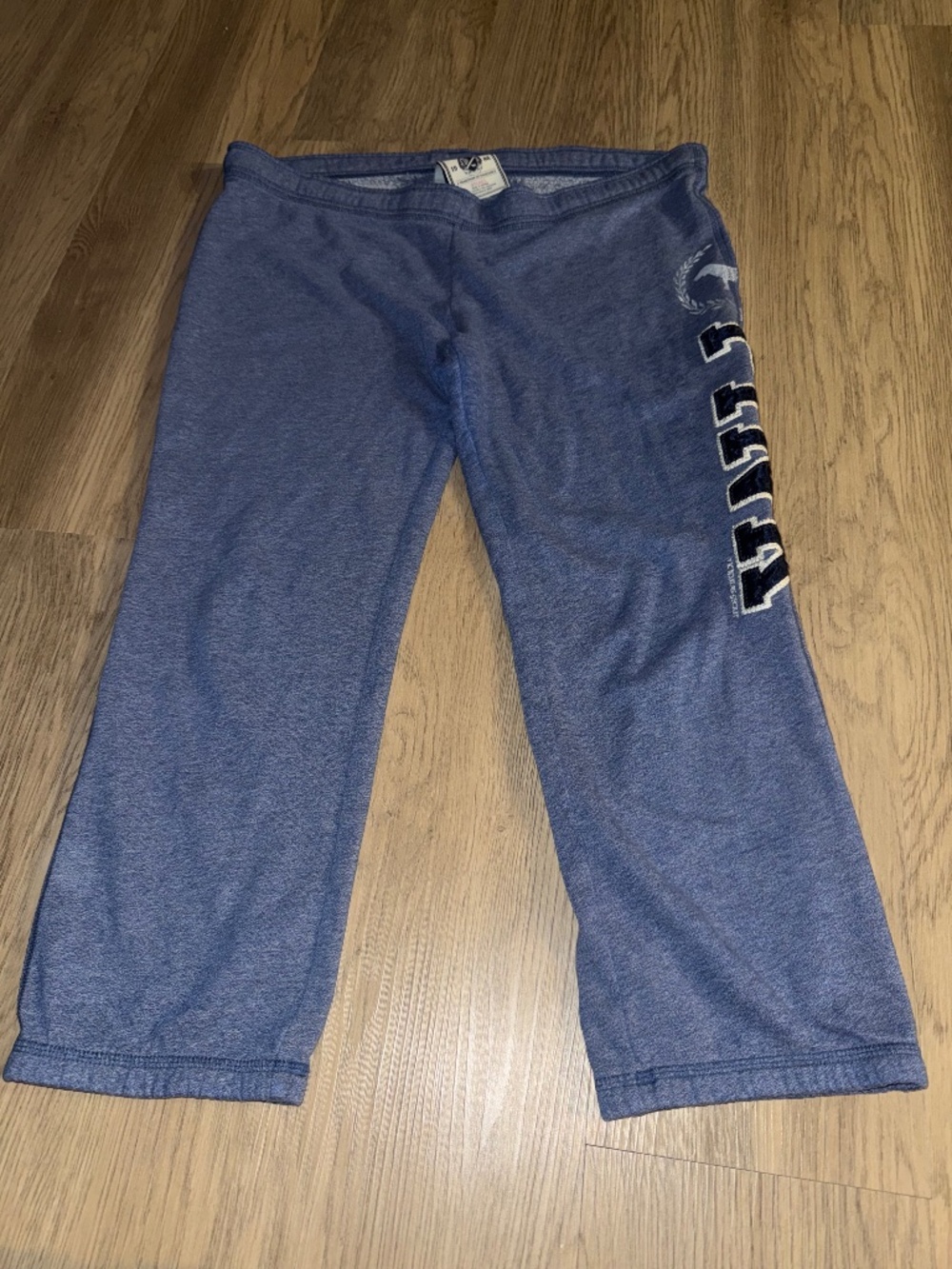 Vintage 2008 Victoria’s Secret PINK Blue Capri Sweatpants S Y2K Varsity Logo